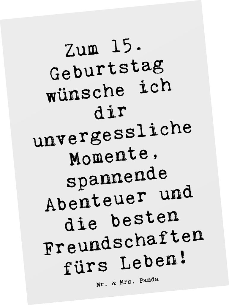 Mr. & Mrs. Panda Grußkarte Spruch 15. Geburtstag - Weiß - Produktbild 