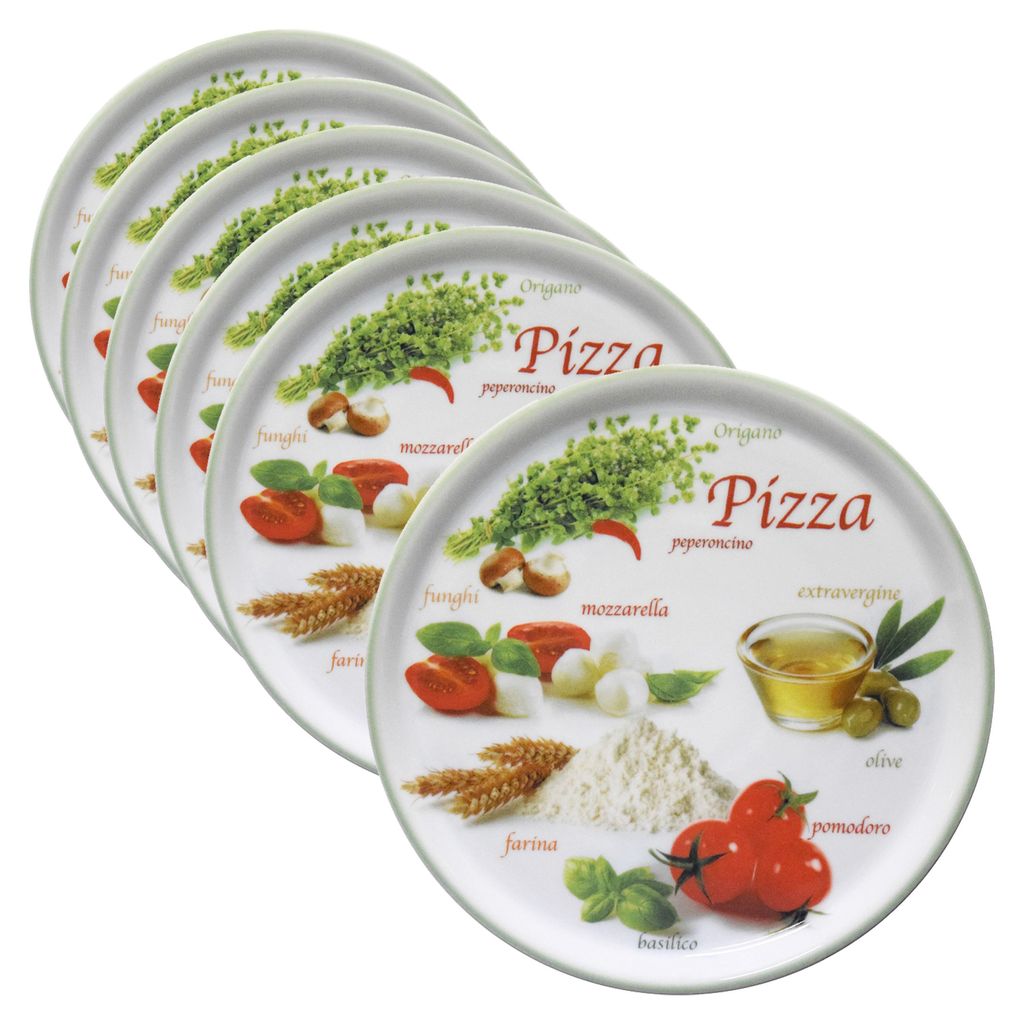 set di 6 piatti pizza Napoli Green Ø 33,8 cm piatto da Immagine del prodotto 