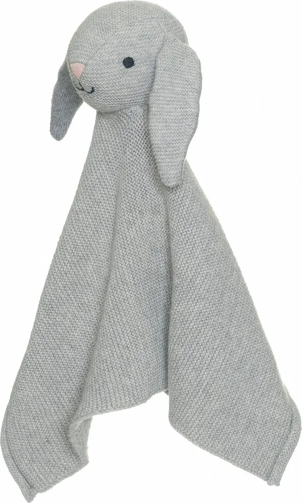 Doudou lapin 27 cm en pur coton tricoté - Peluche souple sans danger