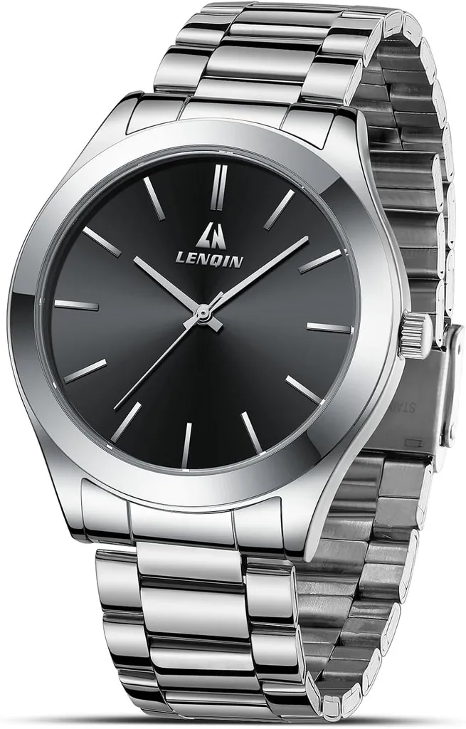 Idea Regalo Uomo Orologio Acciaio 45mm Quarzo Classico Impermeabile