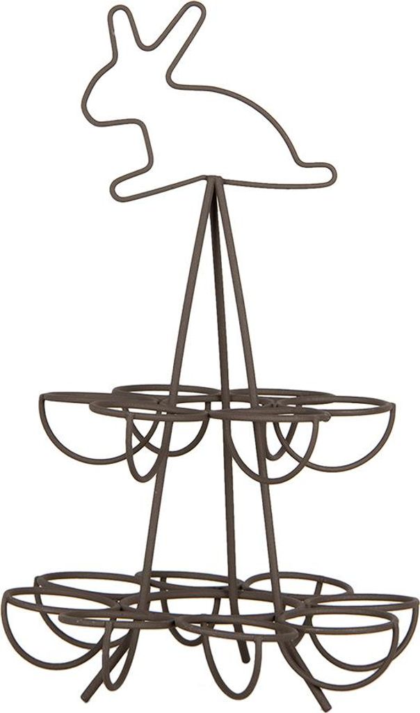 Clayre & Eef Eierhalter Ø 17x28 cm Braun Metall Kaninchen Produktbild 