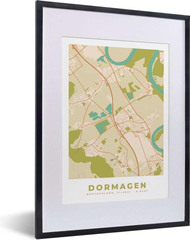 MuchoWow® Gerahmtes Poster Stadtplan - Vintage - Dormagen - Produktbild 