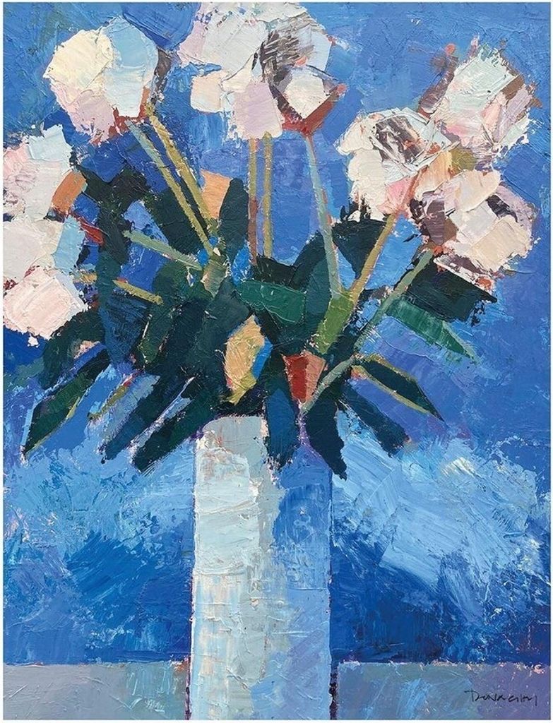 Paul Donaghy - bedruckt "Summer Peonies" PM6934 (40 cm x 30 cm) (Blau)