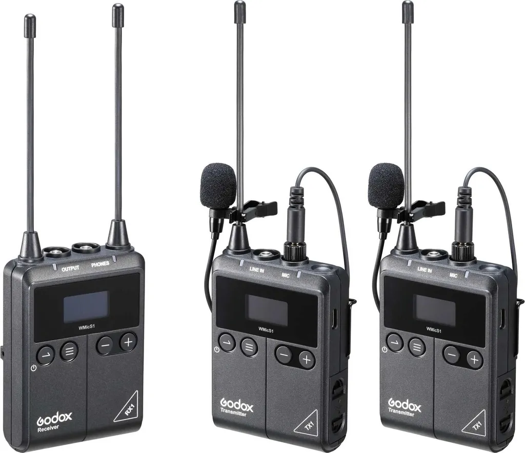 Godox WmicS1 Kit 2 Système de Micro Lavalier UHF Sans Fil à Deux Canaux