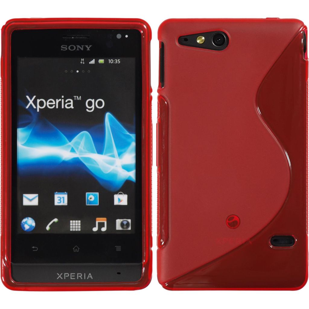 PhoneNatic Case kompatibel mit Sony Xperia go - rot Silikon Hülle S-Style Cover