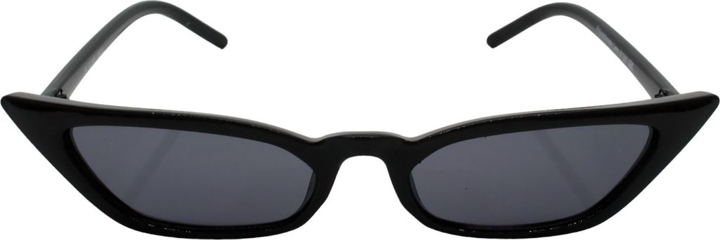 Damen Cateye Sonnenbrille Schwarz extrem schmale UV400 Brille moderne Festivalbrille Getönt mit Brillenbeutel Luxxada Eyewear