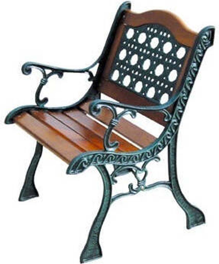 Einsitzer Stuhl Bank dekorative Outdoor-Garten mit Gusseisen Rahmen und Naturholz Latten Rattan Arc