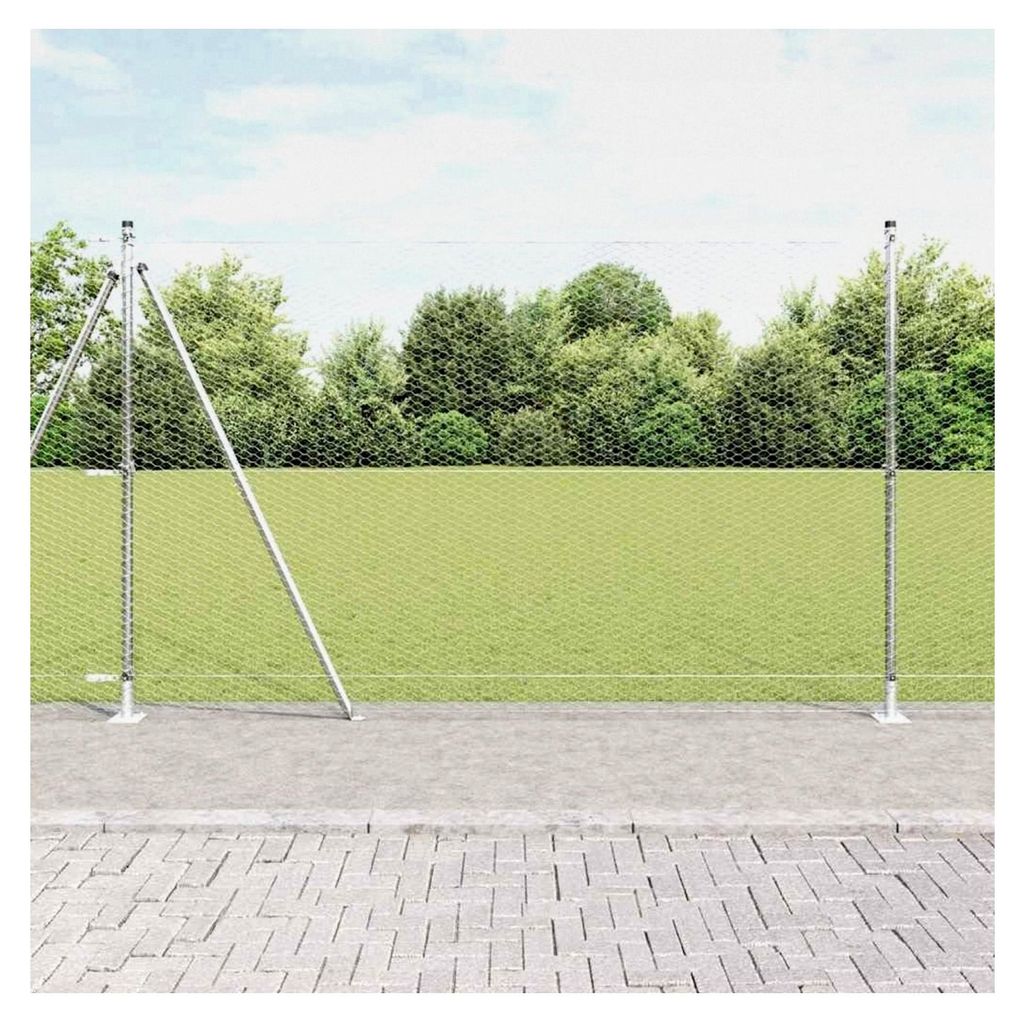 Zaunpfosten Silber 10 x 1,5 m (25 mm Maschen) Stahl Gartenzaun für Hundezaun, Weidezaun, Gartenzaun & Hühnerzaun, Gartennetz