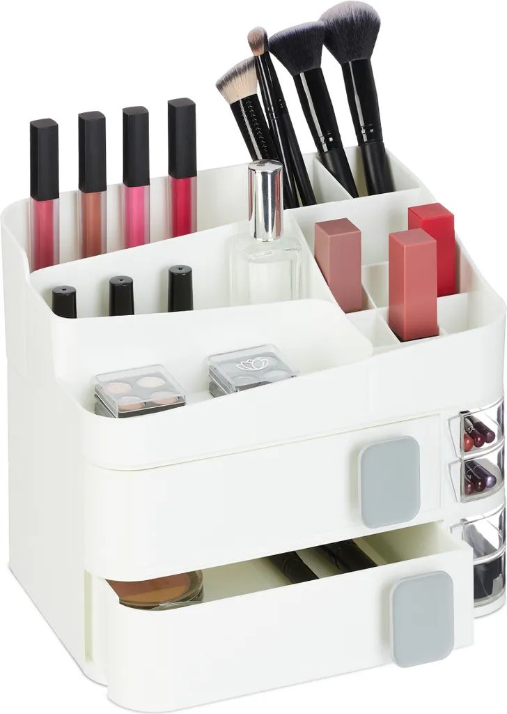 Organiseur Maquillage Transparent Empilable - Rangement avec 4 Tiroirs