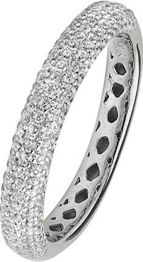 925 Sterling Silber 3mm Soft Court Form Herren/Damen - Trauring/Ehering/Hochzeitsring mit Zirkonia, 50 (15.9); TRS29458RSK