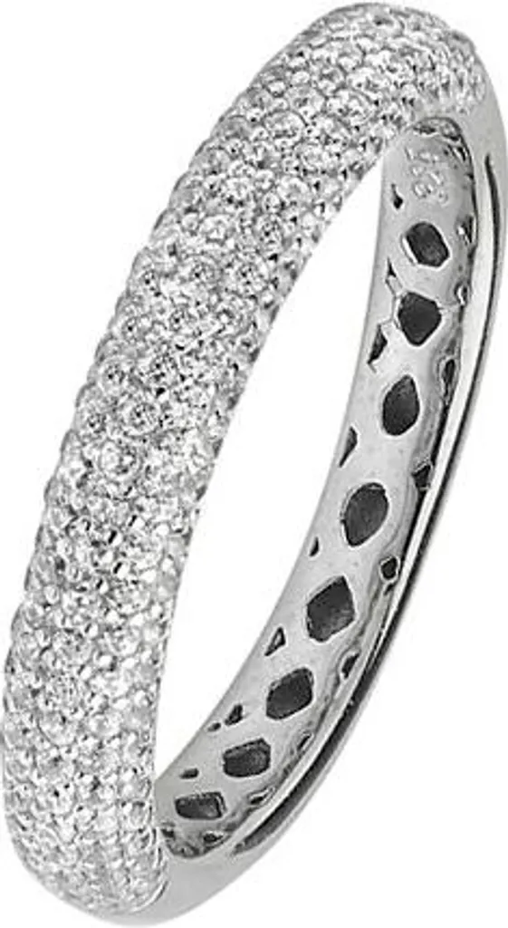 Anneau Confort 3mm Argent 925 Massif et Zirconiums Brillants T55 17.5