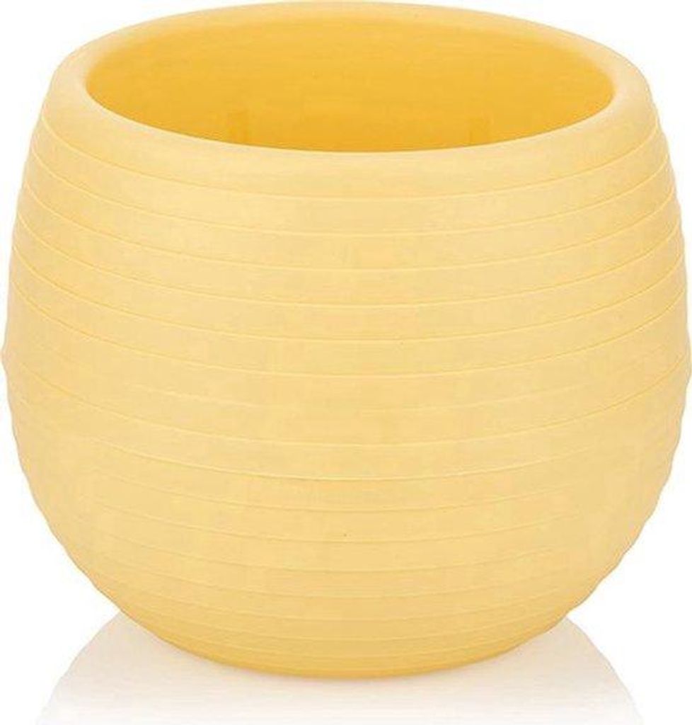 6 Stück runde Cactus Blumentöpfe gelb 13 cm mit Drainage, UV-beständige Pflanzgefäße