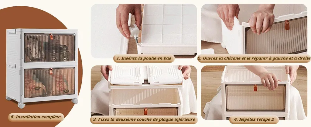Caisse de rangement empilable 45 litres avec roulettes - Set de 3 - 8