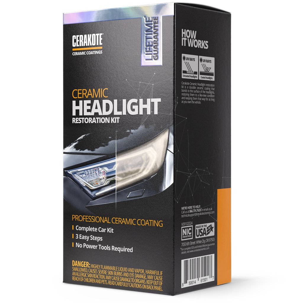 A product box for a headlight restoration kit.