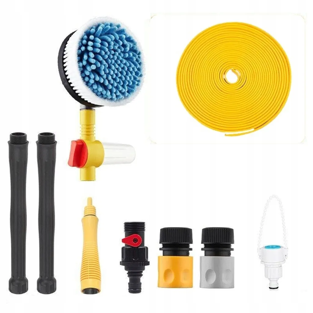 Lave-brosse voiture rotatif EDIBAZZAR : Tuyau 5m et diffuseur intégré