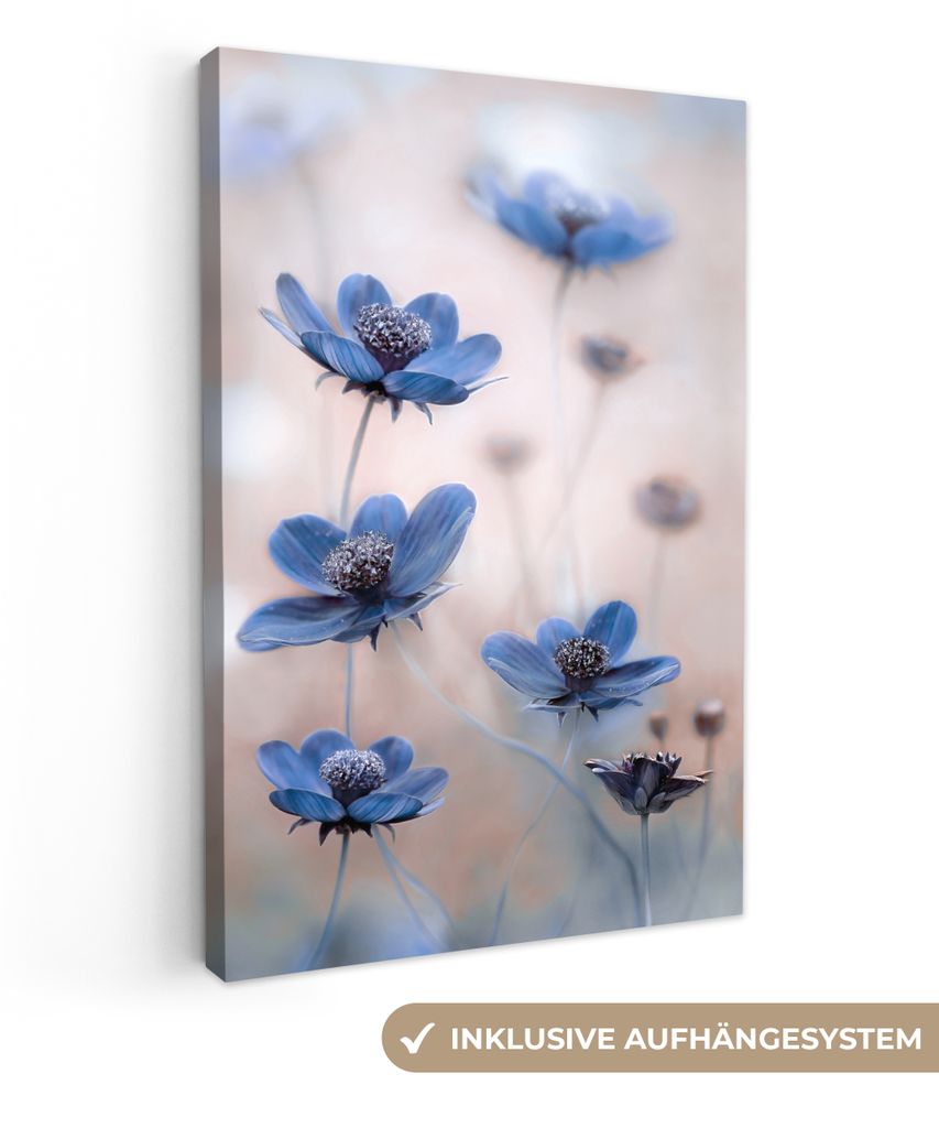 OneMillionCanvasses - Leinwandbilder - 90x140 cm, Kosmos - Blumen - Natur - Blau, Wandbilder Kunstdruck Wanddekoration - Foto auf Leinwand - Gem...