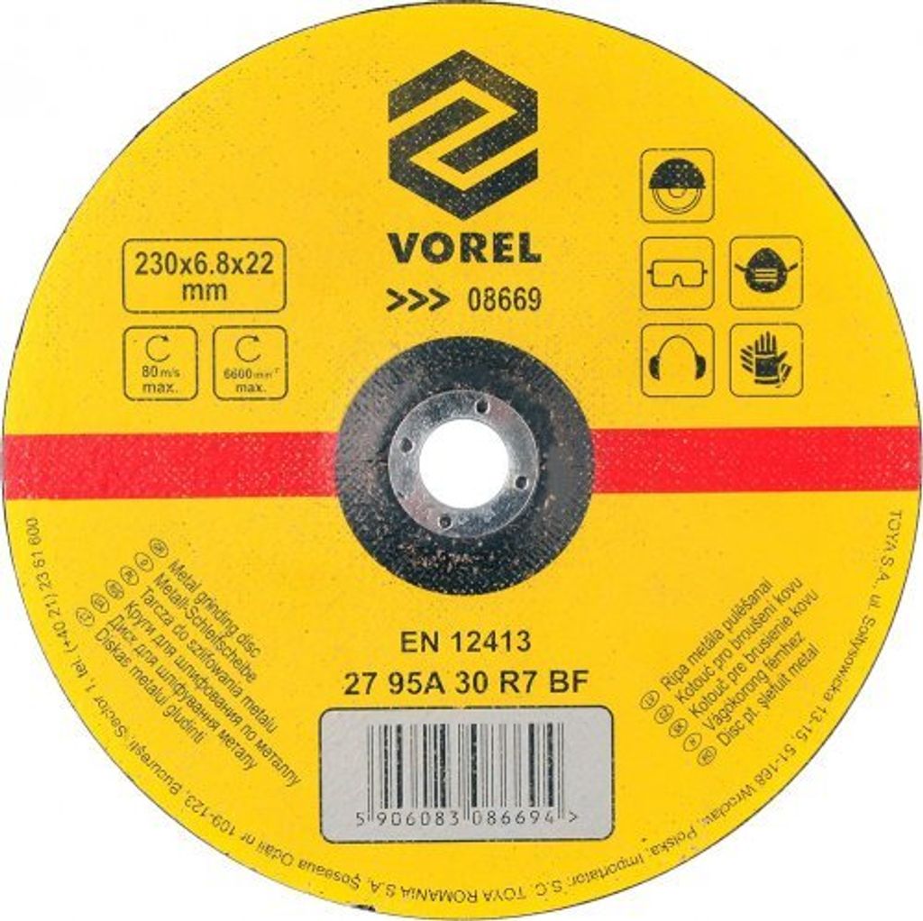 VOREL 08669 - de Metall 230x6,8x22mm Schleifscheibe