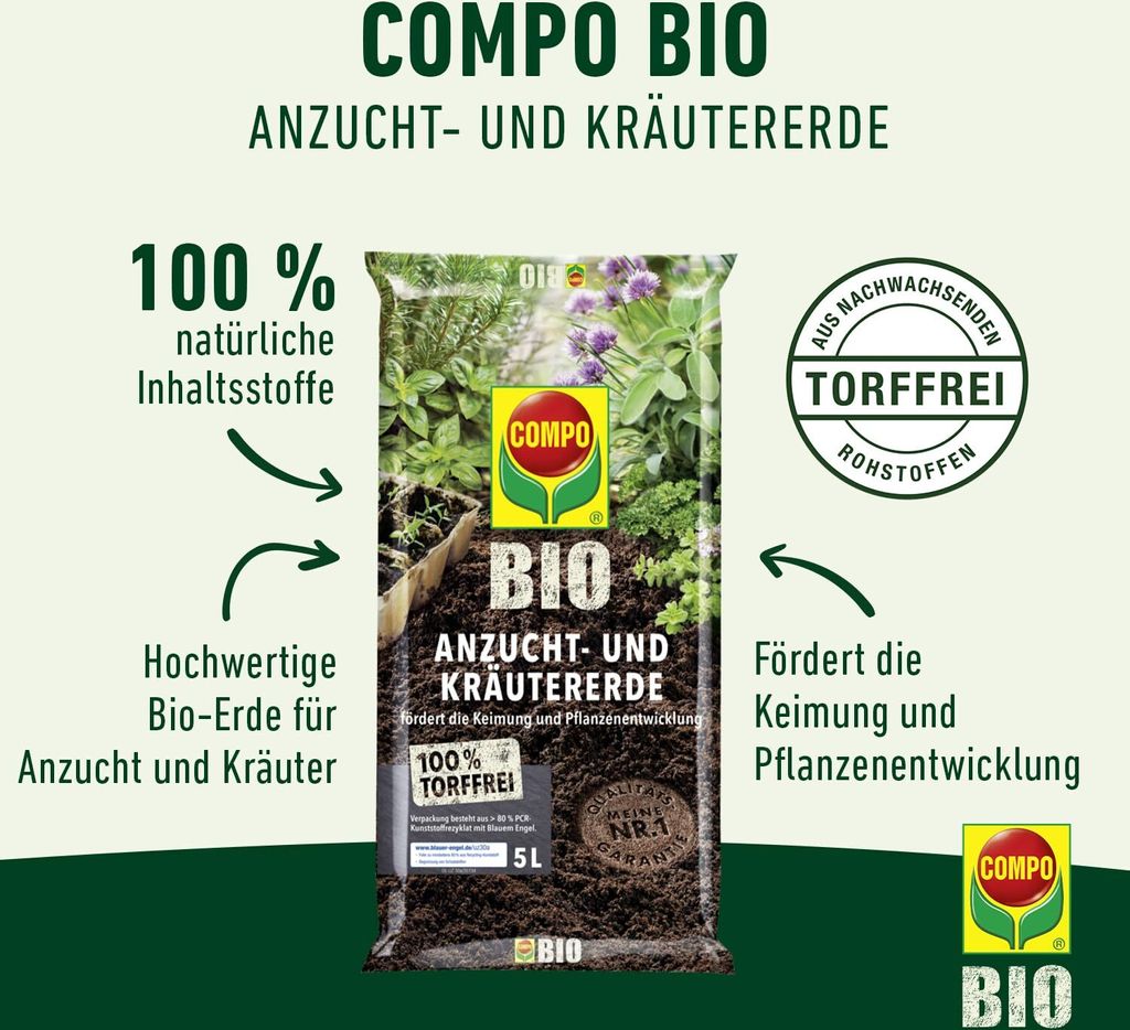 COMPOAnzucht- und Kräutererde torffrei - 5 Liter Produktbild 3