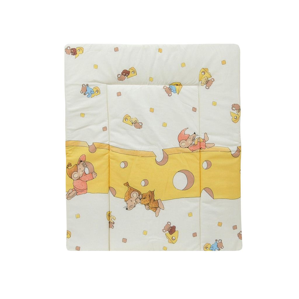 Baby Delux Wickeltischauflage 60x70 cm Wickelauflage Wickelunterlage Baumwolle wasserdicht Maus Gelb