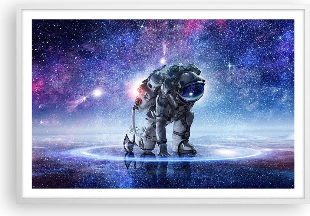 Gerahmtes Poster - Weißer Rahmen - Kosmonaut Weltraum - Produktbild 