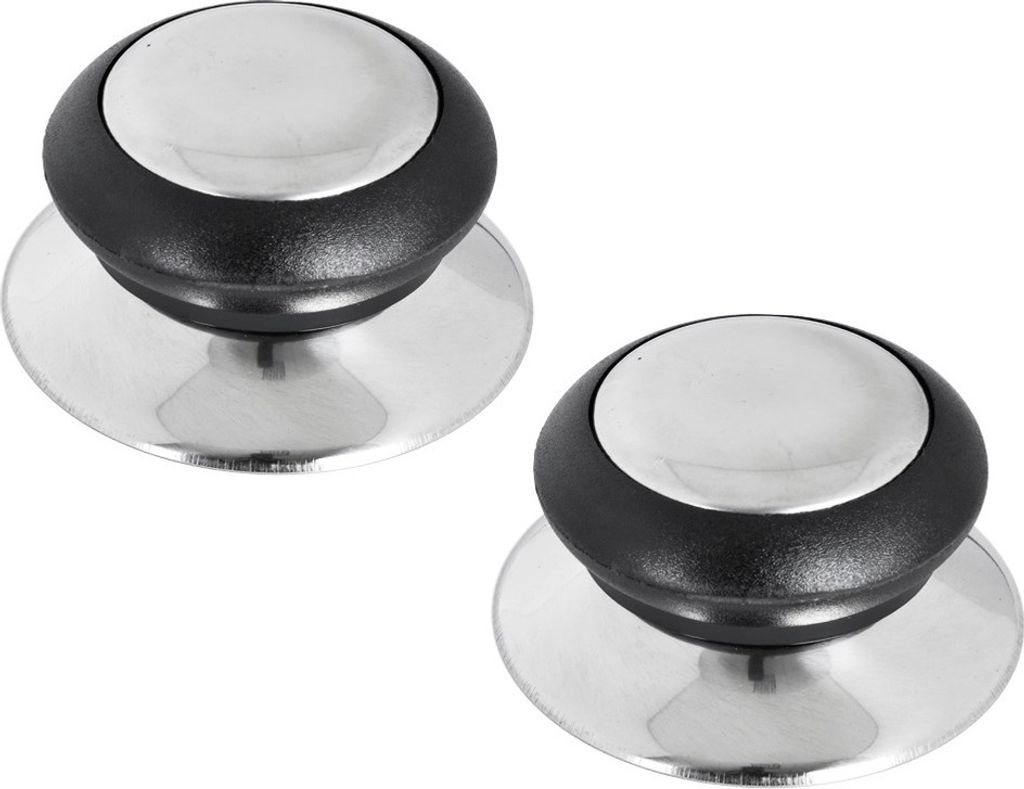 Orion | Topfdeckelknopf - Deckelknauf-Set 2 Stück - Edelstahl - Schwarz - Universal Passend - Topfdeckelgriff - Hitzebeständig