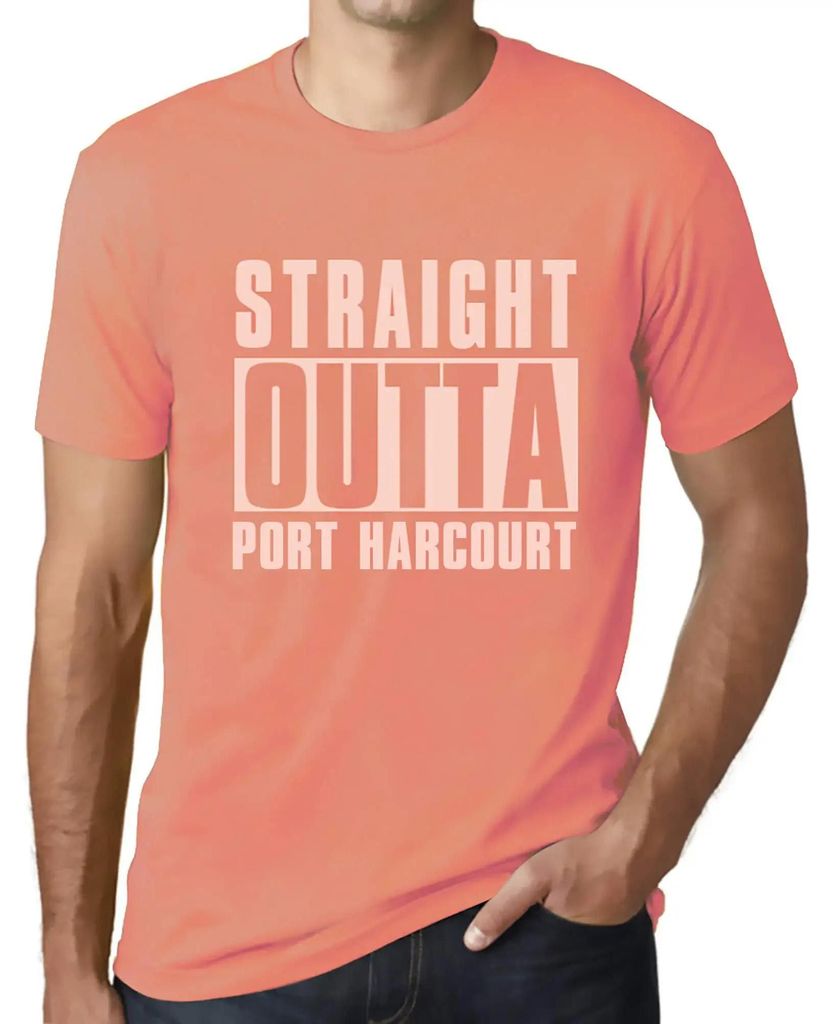 Herren Grafik T-Shirt Direkt aus Port Harcourt – Straight Outta Port Harcourt – Öko-Verantwortlich Vintage Jahrgang Kurzarm Lustige Druck Gebu...
