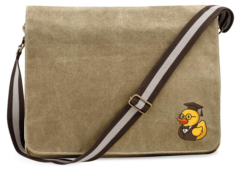 Huuraa Umhängetasche Quietscheente Professor Gummiente Lehrer 14 Liter Sahara Canvas Laptoptasche Geschenkidee