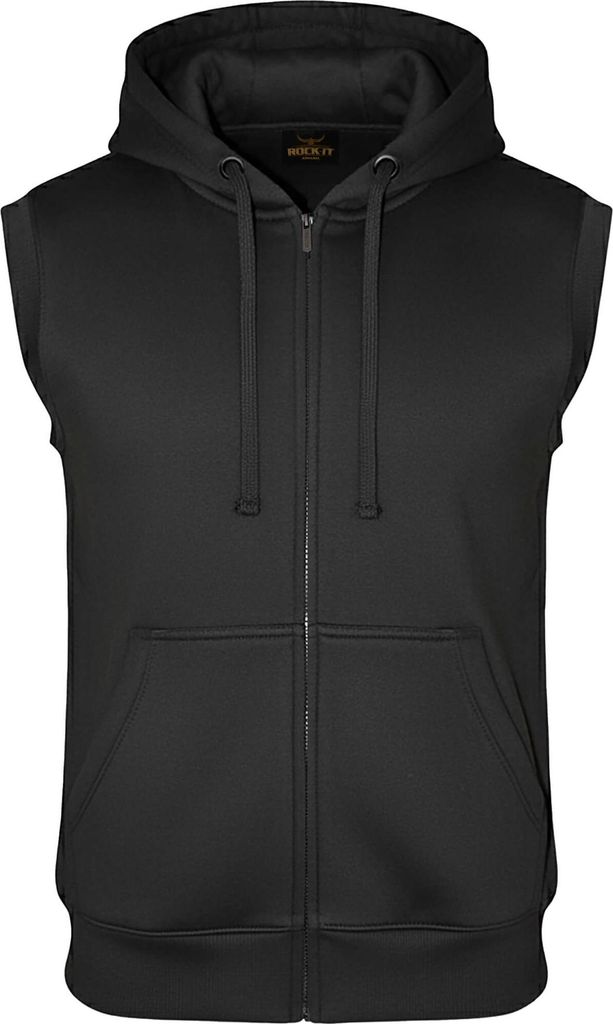 ROCK-IT Apparel Herren Hoodie Weste Ärmellos – Premium Kapuzenjacke mit Reißverschluss für Sport & Freizeit 3XL Schwarz