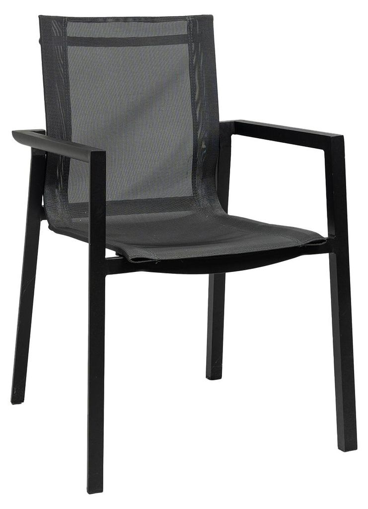 Stapelbarer Gartenstuhl | Delia | Textil | Schwarz