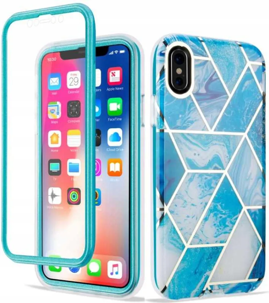 Custodia Essenziale Marmo Blu iPhone X/Xs - Protezione Totale 360