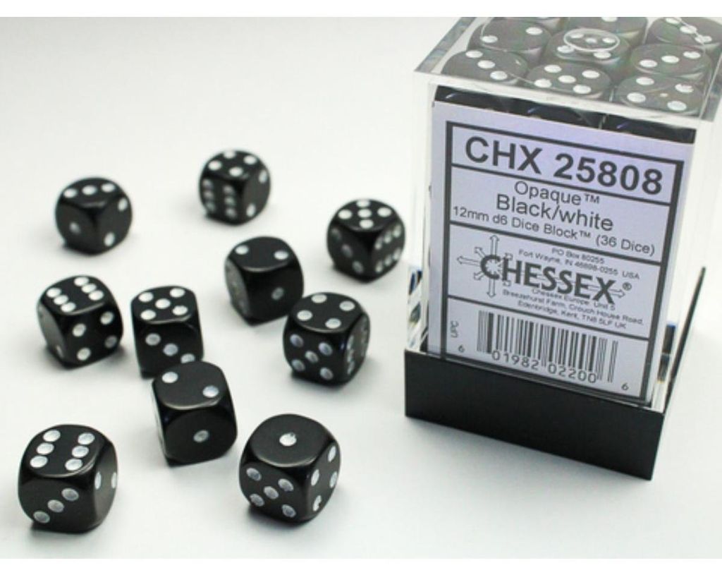 Chessex Opaque W6x36 Black/White
