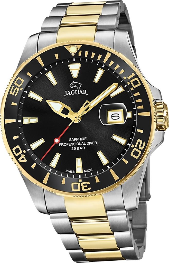 Jaguar Edelstahl Herren Uhr Analog Luxus silber gold Pro Diver D2UJ863/D