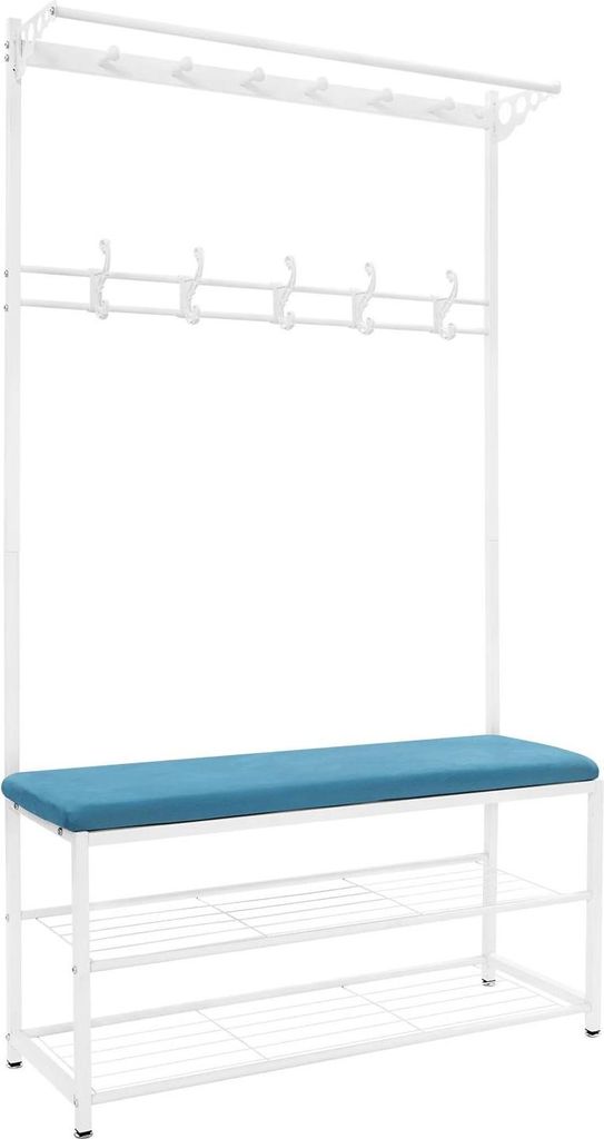 Garderobenständer mit Schuhbank - Freistehende Flurgarderobe - Bank 100 cm - Zwei Ablagen - Bis 100 kg - Maße 100×33×170 cm - Sitzhöhe 50 cm -...
