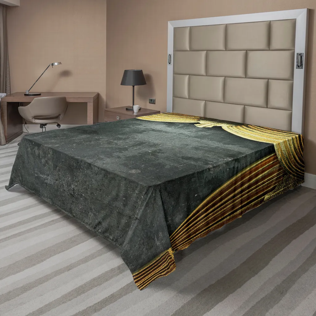 Drap supérieur doux motif illustration classique 266x260 cm Gris Jaune
