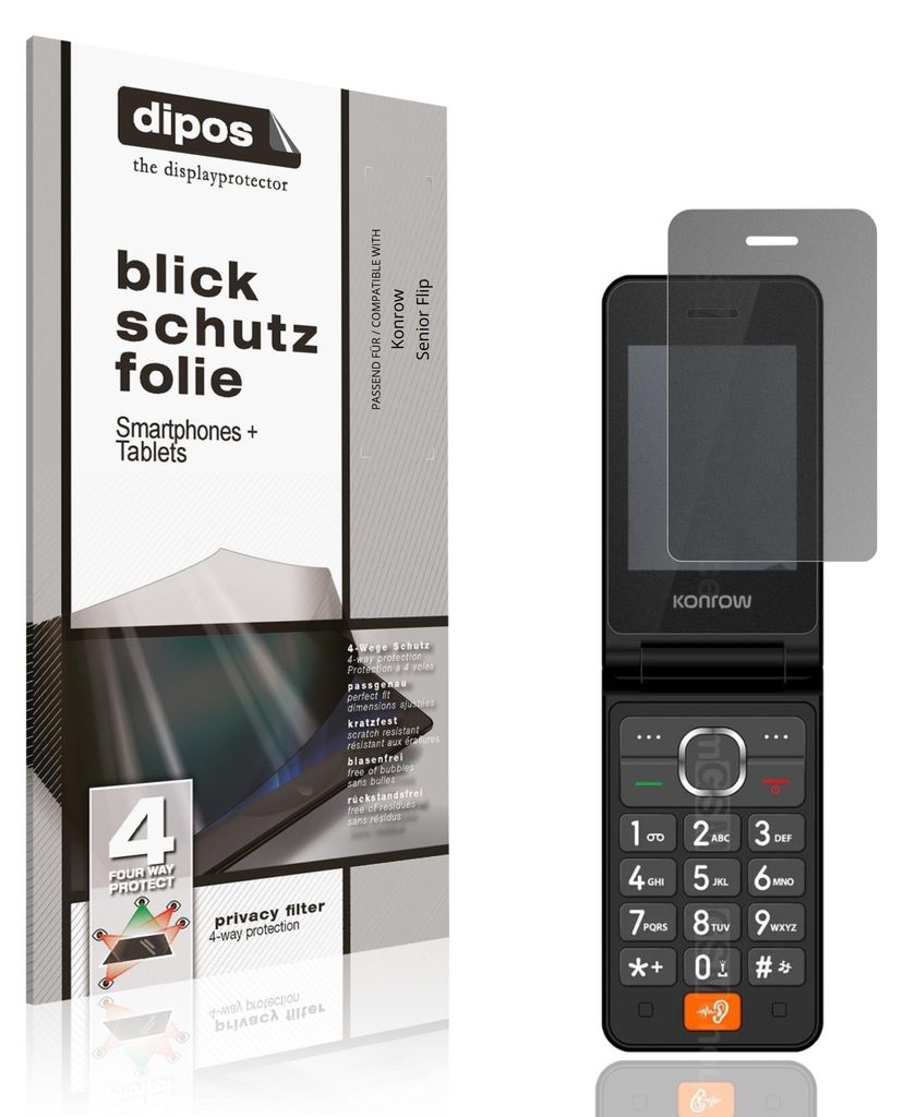 Blickschutzfolie für Konrow Senior Flip matt Schutzfolie Folie Display Schutz dipos
