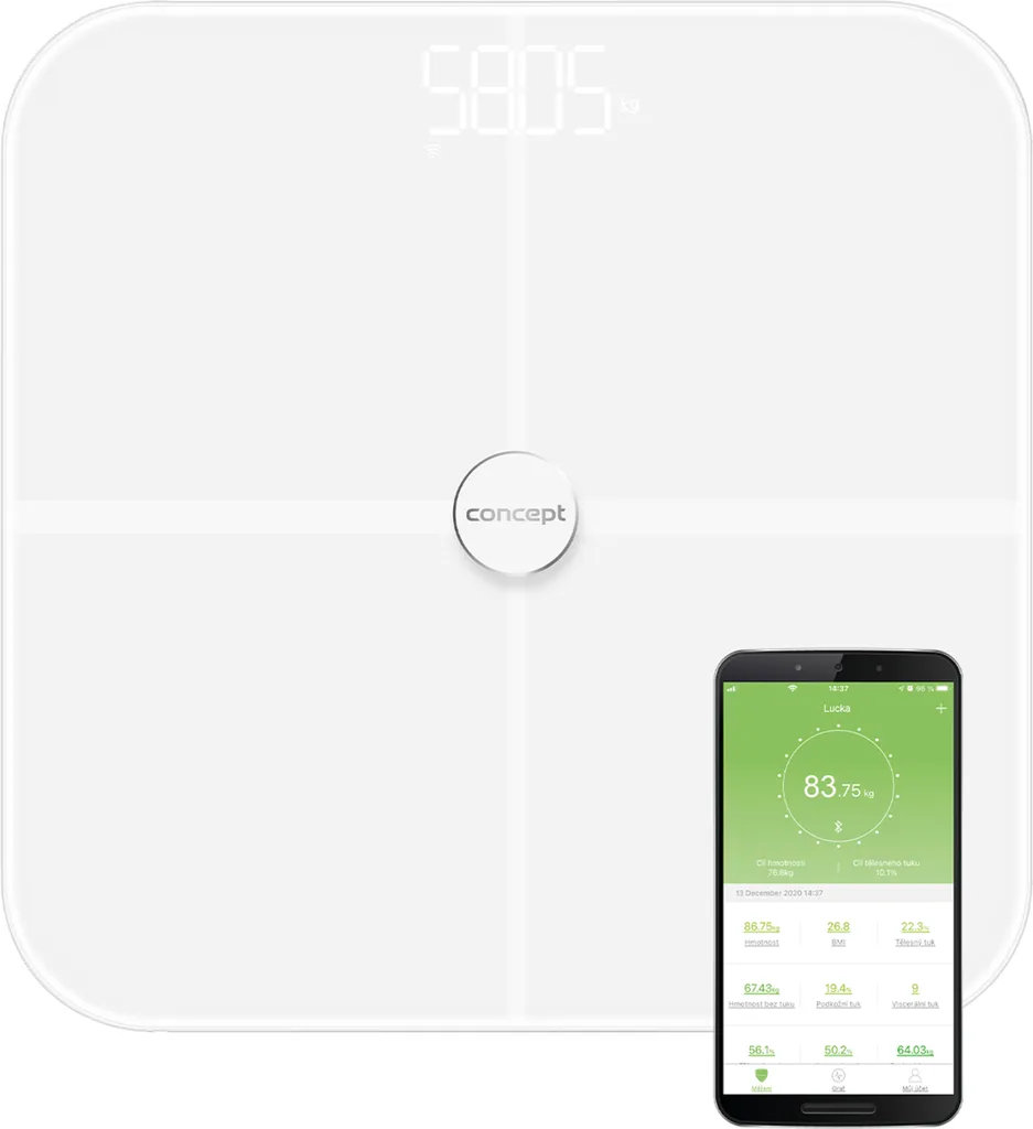 Bilancia Diagnostica BIA Bluetooth 180kg - Analisi Corporea LED Bianca