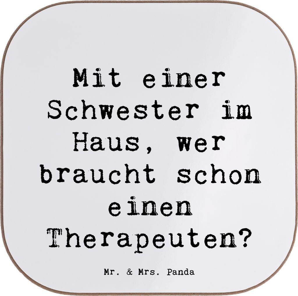Mr. & Mrs. Panda Holzuntersetzer Spruch Schwester Glück - Produktbild 