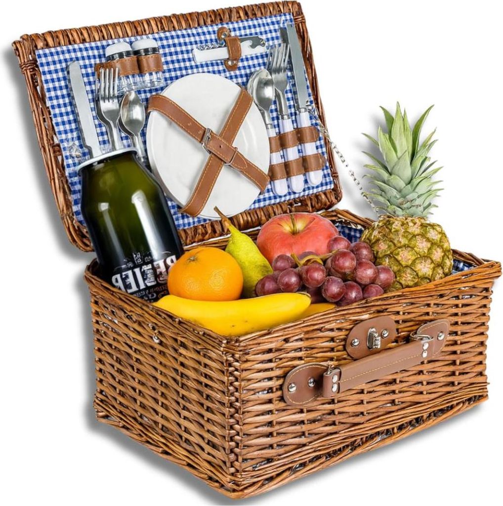 Cesto da picnic in vimini per 4 persone, set di posate, Immagine del prodotto 