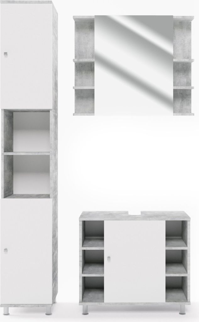 Vicco Badmöbel-Set Fynn, 3 Teile, mit Hochschrank, Produktbild 