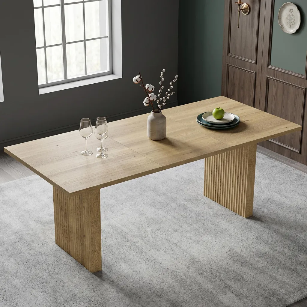 Table de salle à manger extensible bois chêne clair 140/200 x 90 cm