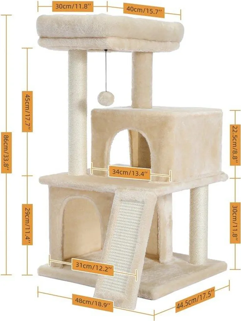 Arbre à chat complet avec échelle de grimpe et panier nid douillet XXL