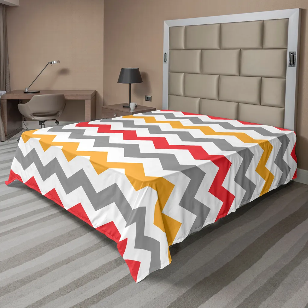 Drap plat anti-plis zigzag 244x205 cm pour un lit toujours élégant