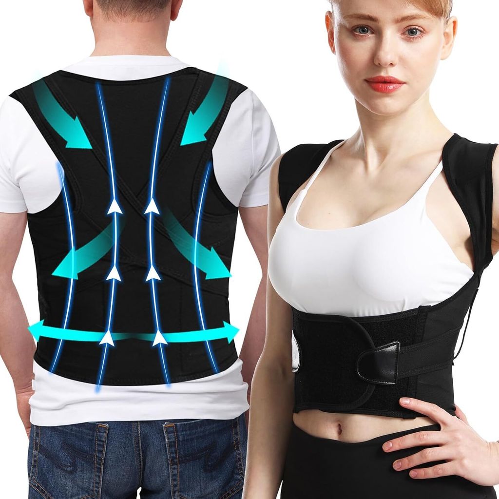 Haltungskorrektur für Damen und Herren, Rücken Geradehalter Rückenstützgürtel Bequem und Atmungsaktiv, Schultergurt Haltungskorrektur zur Unte...