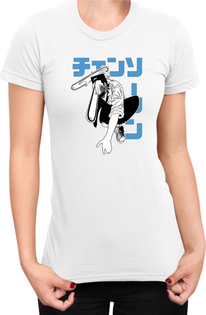 Damen T-Shirt Manga Japan Anime Comics Animation Chainsaw Anime manga Man 06, Lady XS / Weiß