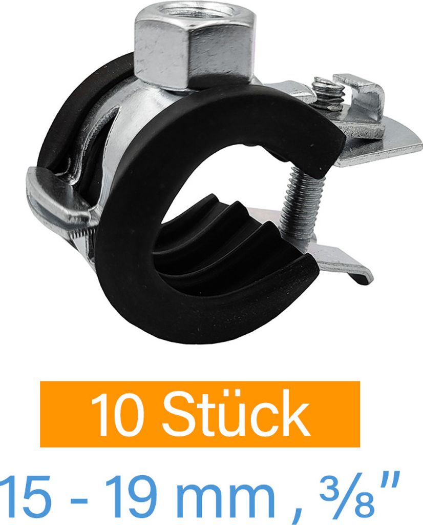 10x Rohrschellen 15-19mm 3/8 Zoll Rohrhalter Rohrbefestigung