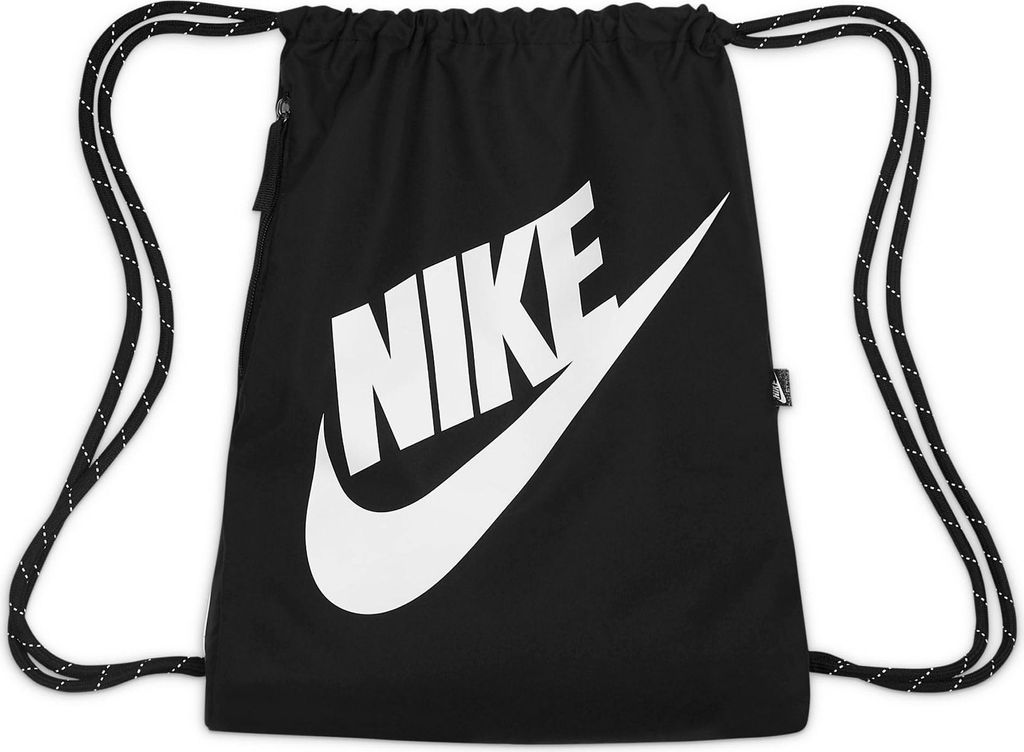 Nike Heritage Drawstring Bag Black/Black/White 10 L Sáček Obrázek produktu 