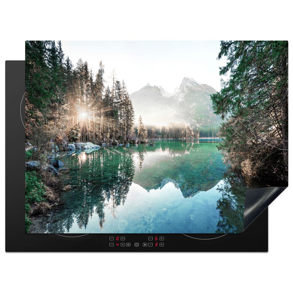 KitchenYeah Herdabdeckplatte Natur - Bäume - Berge - See , 70x52cm, Küche Deko, Glaskeramikkochfeld Herdabdeckung, Abdeckplatte fùr Kochfeld