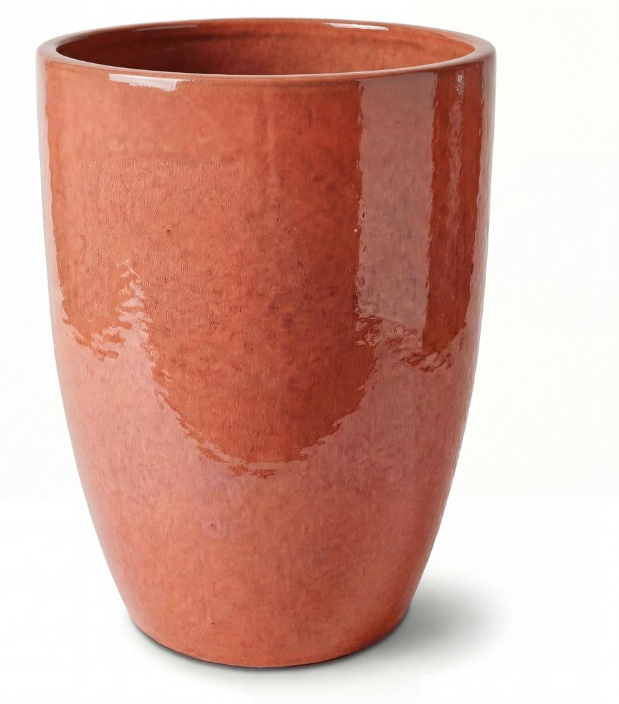 Provencelia Keramik Pflanzkübel Mazarin Hellrosa, Ø37 x H49 cm, frostbeständig, handgefertigt, glasiert, Outdoor, Terrasse, winterfest