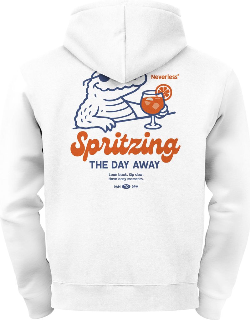 Herren Hoodie Backprint Spritzing the Day Away | Lustiger Kapuzenpullover Cocktail-Print Summer Fun Streetstyle Neverless