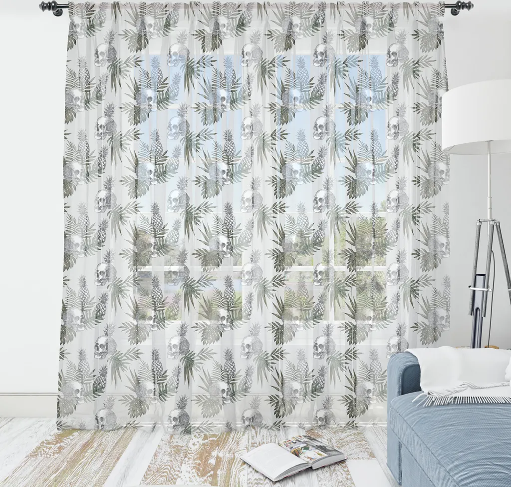 Tenda Parete Goth Jungle ABAKUHAUS 274cm - Tessuto Satin Teschi Tropical